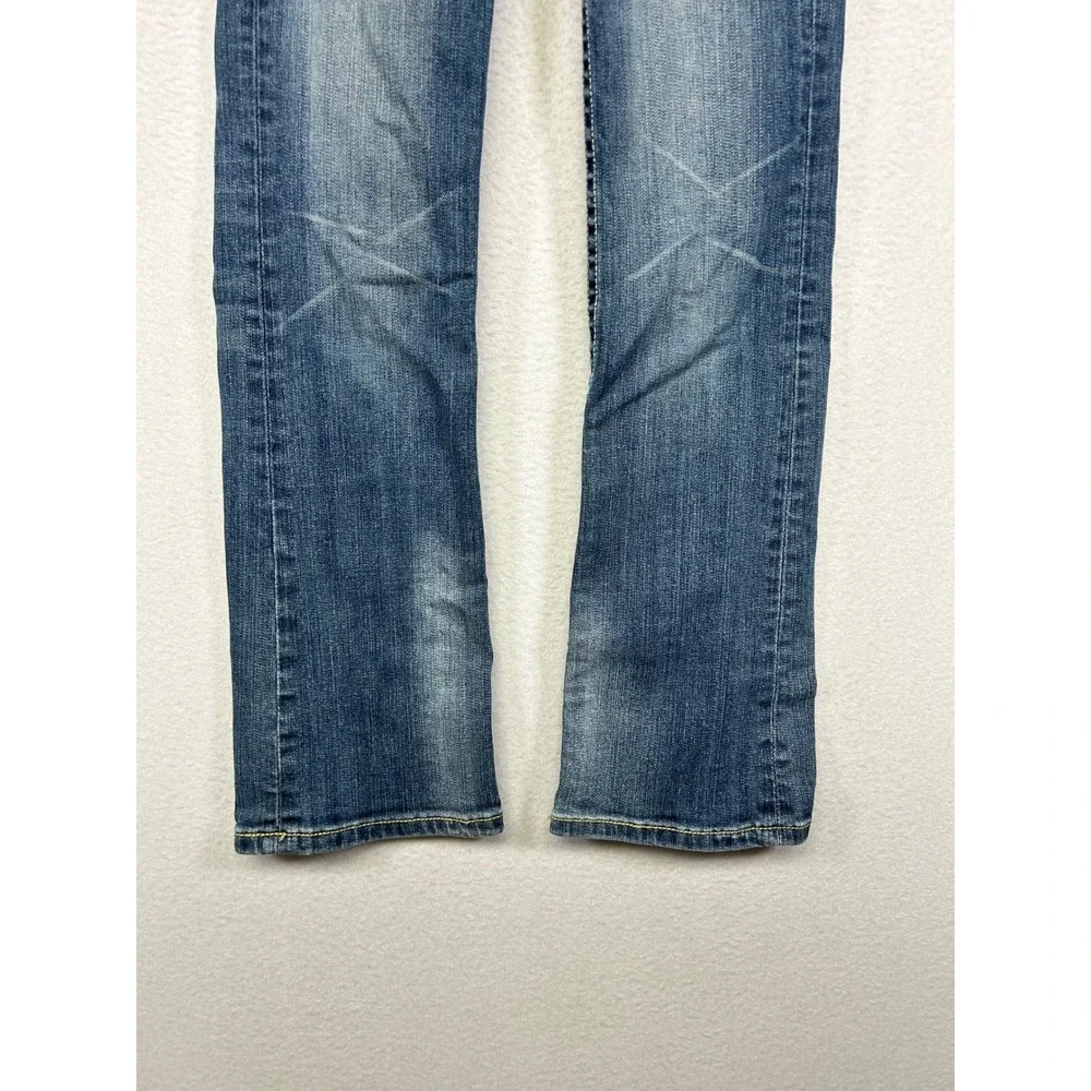 Western Cowgirl Tuff Co Kids 7 Blue Bootcut Embroidered Adjustable Waist Jeans‎